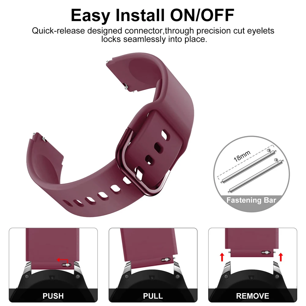 Horlogeband voor Fossil Women's Gen 4 Venture HR, 18 mm Quick Release-band voor Fossil Women's Gen 6 42 mm / Charter HR / Gen 5E 42 mm / TicWatch C2