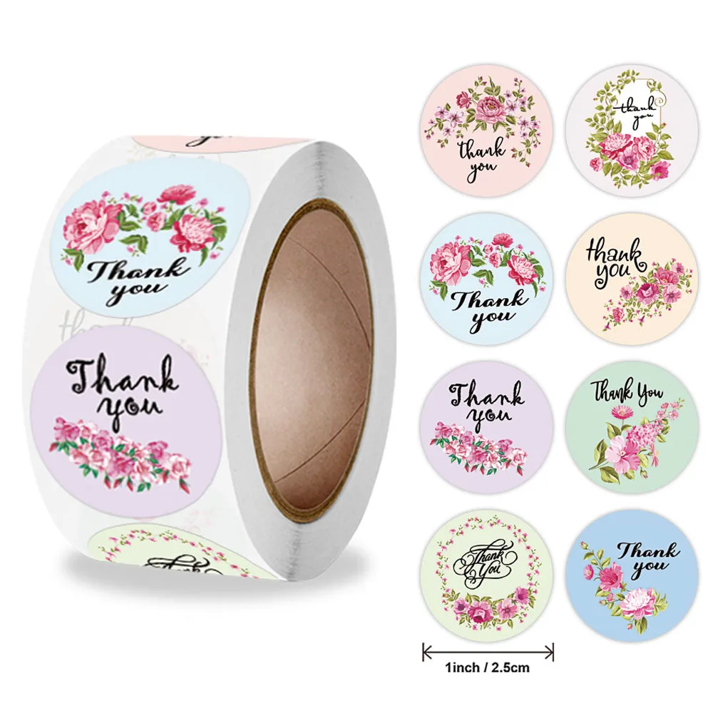 50-500pcs 1inch Round Pattern Party Wedding Decoration Sticker Flower Thank You Stickers Celebrate Festival Gift Seal Shop Kids