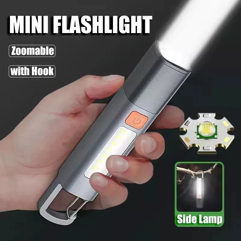 

Super Bright Led Flashlight Tactical Torch Outdoor Rechargeable Zoom Light Cob Floodlight Side Light