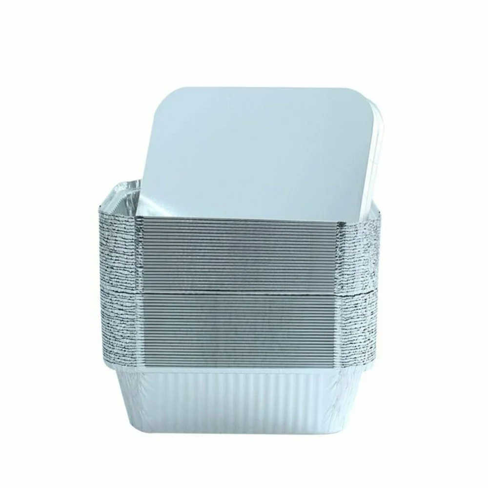 

100 шт. противни из алюминиевой фольги, одноразовые, термостойкие, 550 мл, с крышками, 16*13*4,2 см, противень для выпечки, формы для выпечки, сковорода для барбекю