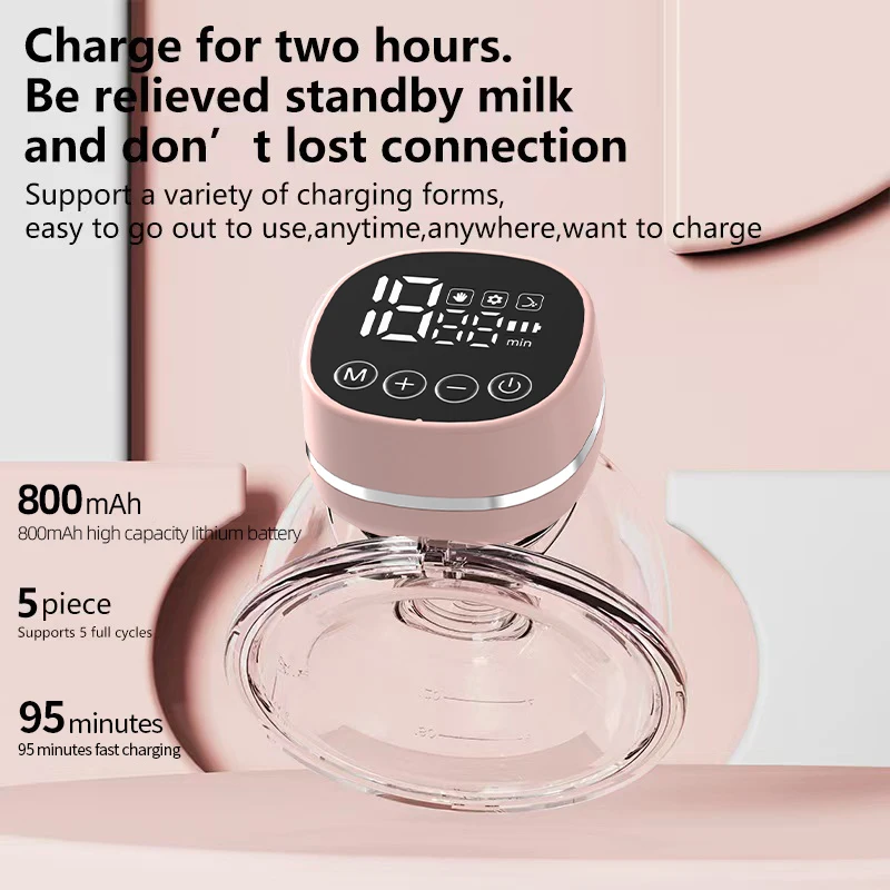 usbウェアラブル電動搾乳器-5モード-80段階-ポータブルハンズフリー搾乳器-自動静音快適搾乳器