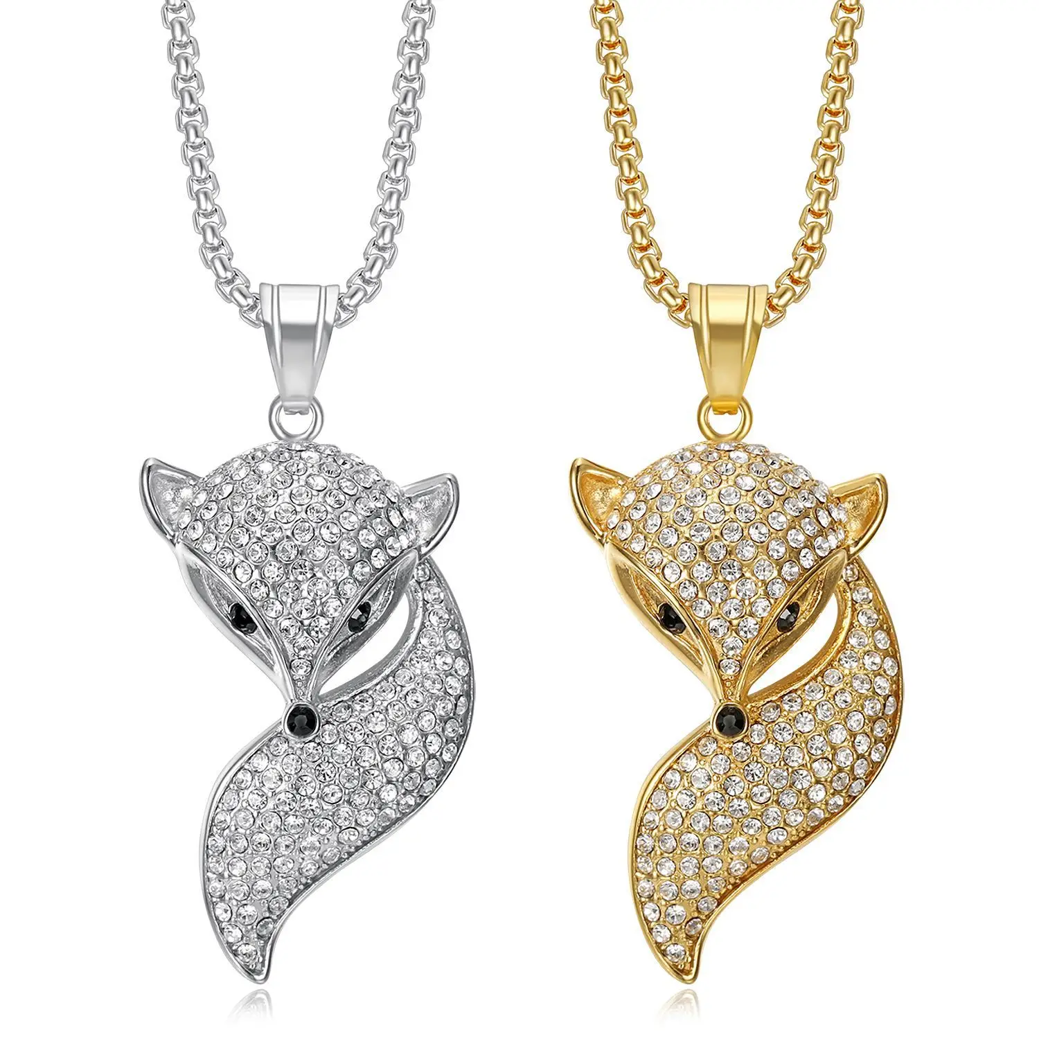 

Besiko Vintage Hip Hop Street Zircon Gold Plating Fox Stainless Steel Pendant Necklace For Men Punk Rock Jewelry Gifts