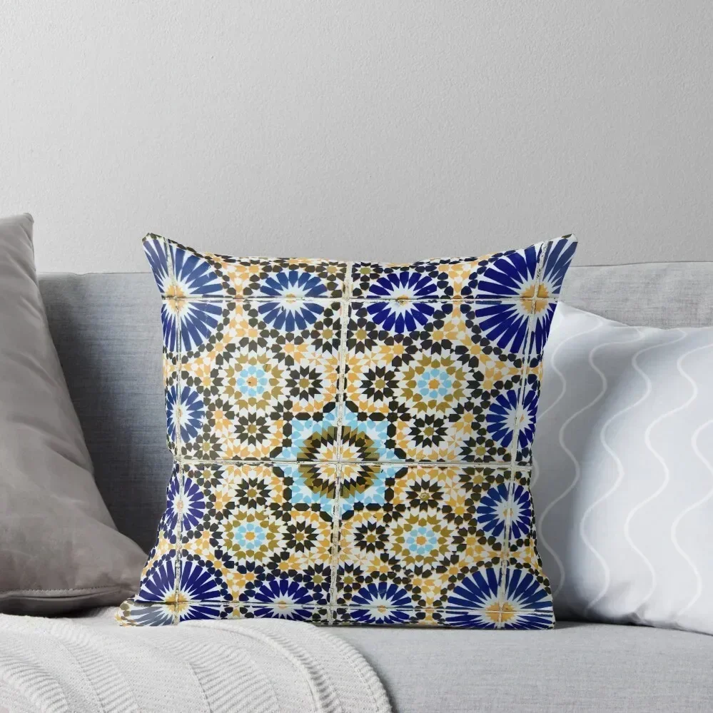 

Moroccan Tile Work - Blue and Gold Throw Pillow Couch Pillows Luxury Cushion Cover luxury sofa pillows pillow