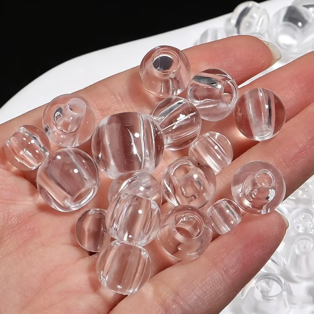 20-200 Stück/Set 8-16mm Transparente Runde Acrylperlen mit Großem Loch Lose Abstandsperlen für Schmuckherstellung DIY Armbänder Zubehör – Detail 4