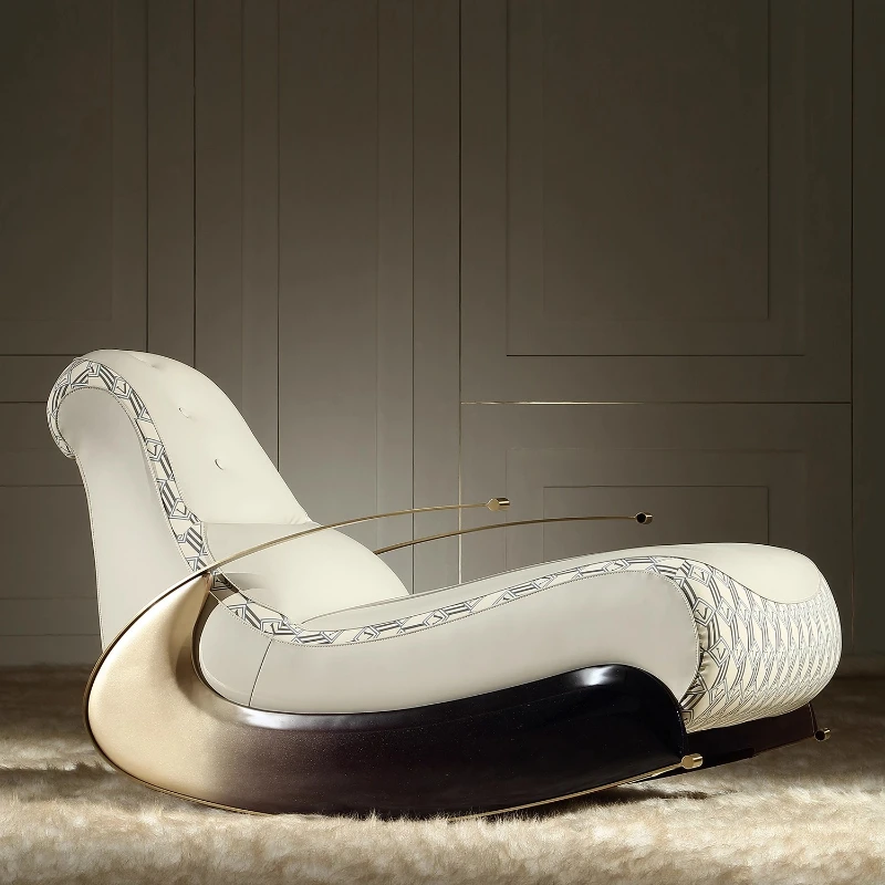 

Modern Italian light luxury rocking chair leather recliner leisure chair single sofa