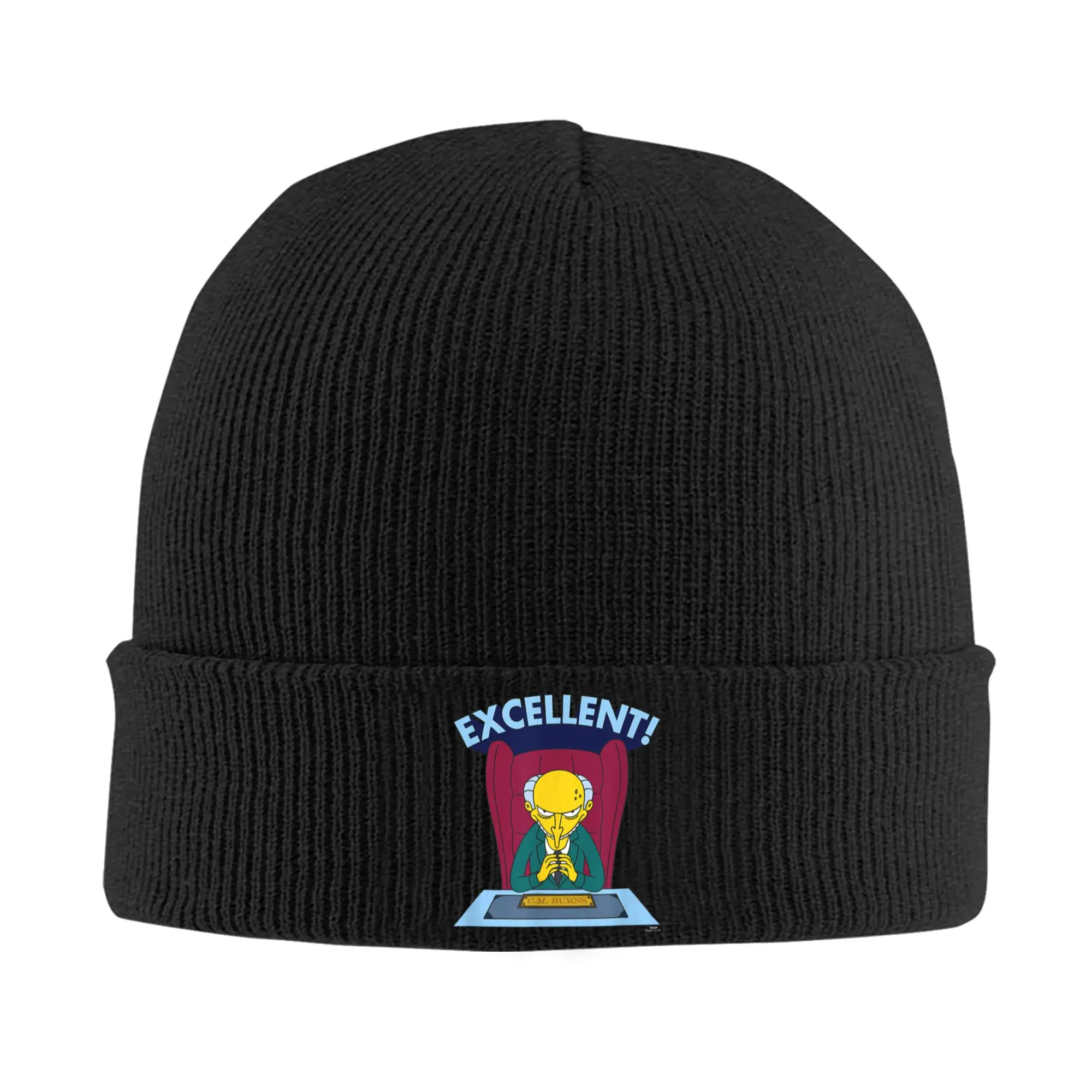 The S-simpson Mr. Burns Excellent Beanie Hats  Funny Knit Hat Autumn Winter Outdoor Sport Caps Graphic Warm Soft Bonnet Hats