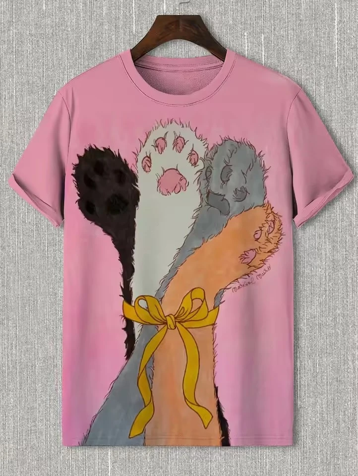 

Men's Animal Funny T Shirt Short Sleeve T shirt Anime Cat 3D Print O-Neck Shirt Street Trend Summer Casual Clothing Tees T2k Top