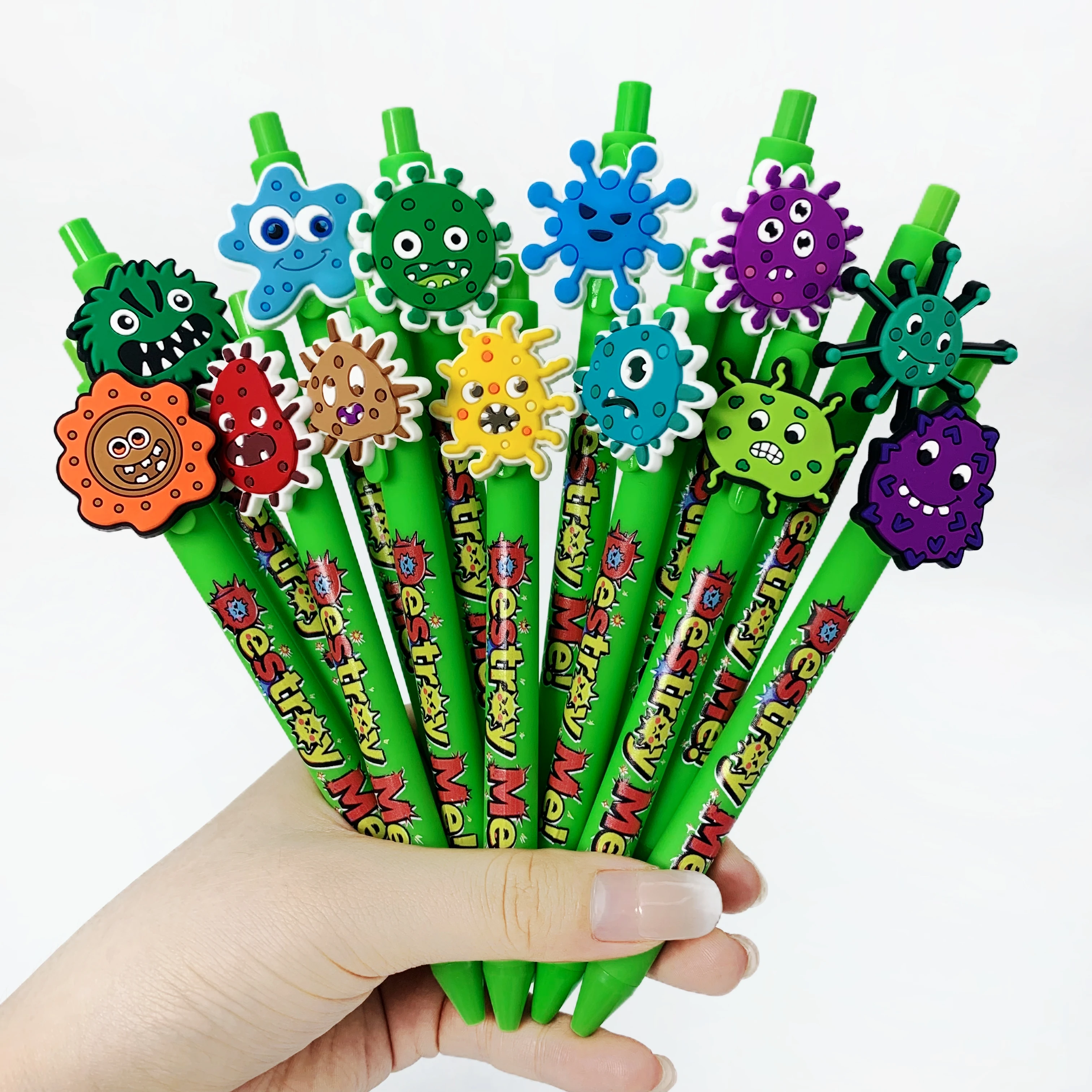 

15/20pcs virus series patch pens, funny viruses, pressure ballpoint pens, student writing gift pens