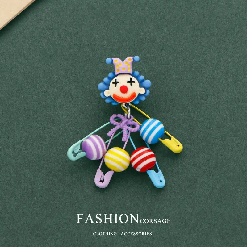 Circus Oil Painting Clown Brooch Lapel Badges Punk Jewelry Gift for Kids Friends