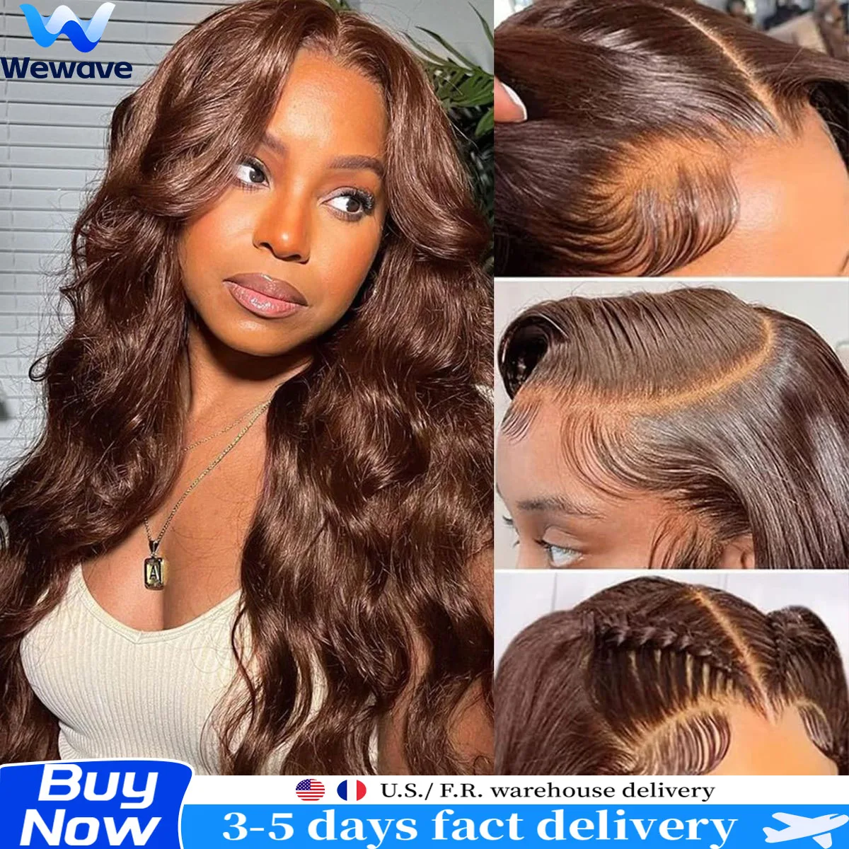 

Wewave Объемная волна Шоколадно-коричневый 13x6 Парики из натуральных волос HD Кружевные детские волосы Предварительно выщипанные отбеленные узлы 200% Плотность Флэш-распродажа