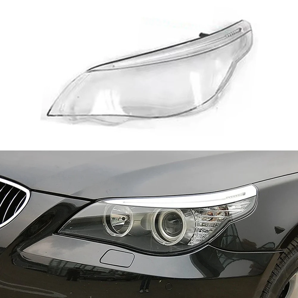 Car Headlight Lens Glass Lampcover Cover Lampshade Bright Shell for E60 E60LCI 2008-2010 Front Left