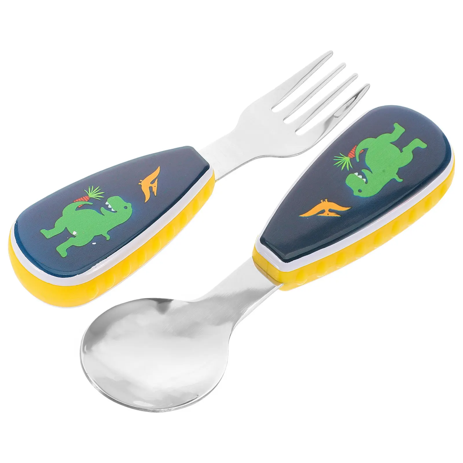 

1Set 304 Stainless Steel Toddler Utensils Set Cartoon Design Spoon Fork for Baby Kids Eating Independence Travel Essential Safe