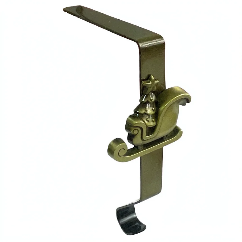 Adjustable Metal Christmas Stocking Hook Fireplace Mantel Hanger Bronze Finish For Holiday Ornament Display