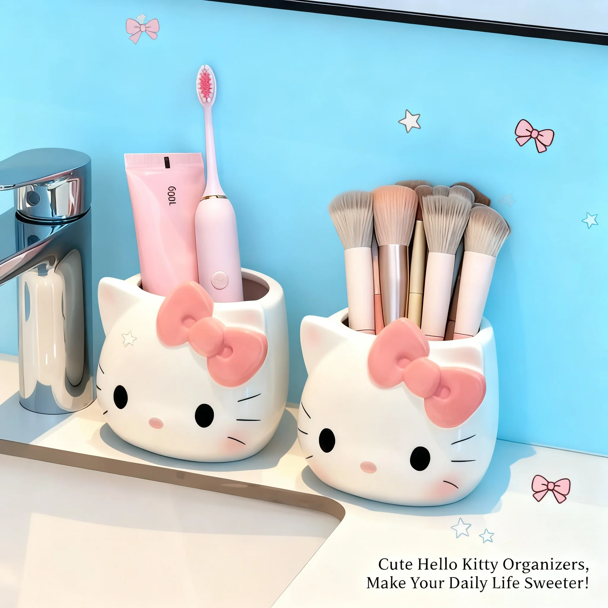 

Sanrio Hello Kitty Creative Office Desktop Organizer Cute Multi Functional Pen Holder Cosmetic Storage Box Y2K Aesthetic Gifts