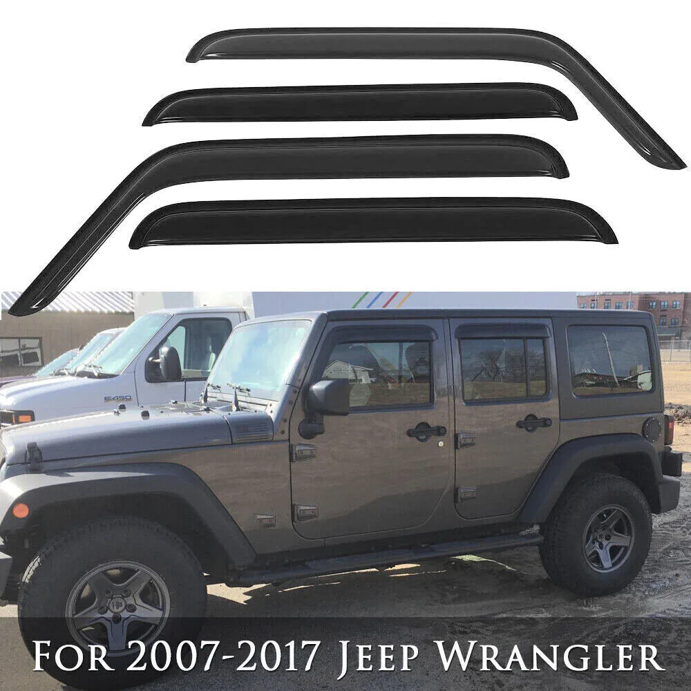

4pcs Window Vent Visor Sun Rain Deflector Guards For 2007-2017 Jeep