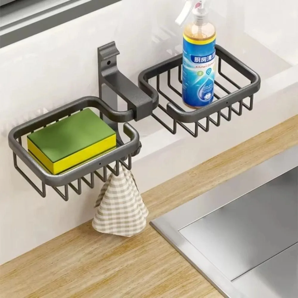 

Aluminum Wall-mounted Soap Dish Punch-Free with Drain Water Soap Drain Box Rust-proof Self Adhesive Soap Storage Tray Household