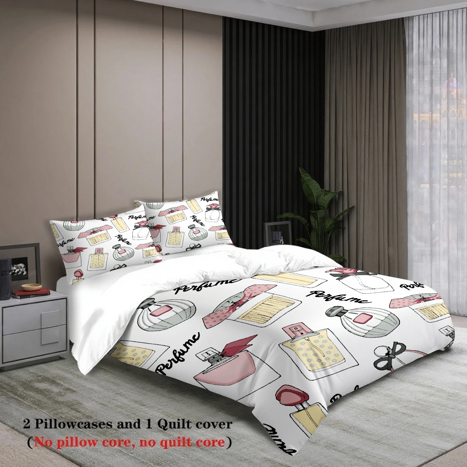 3pcs Perfume Bottle Pattern Bedding Sets 3D Printed Duvet Cover Sets With Pillowcases No Filling