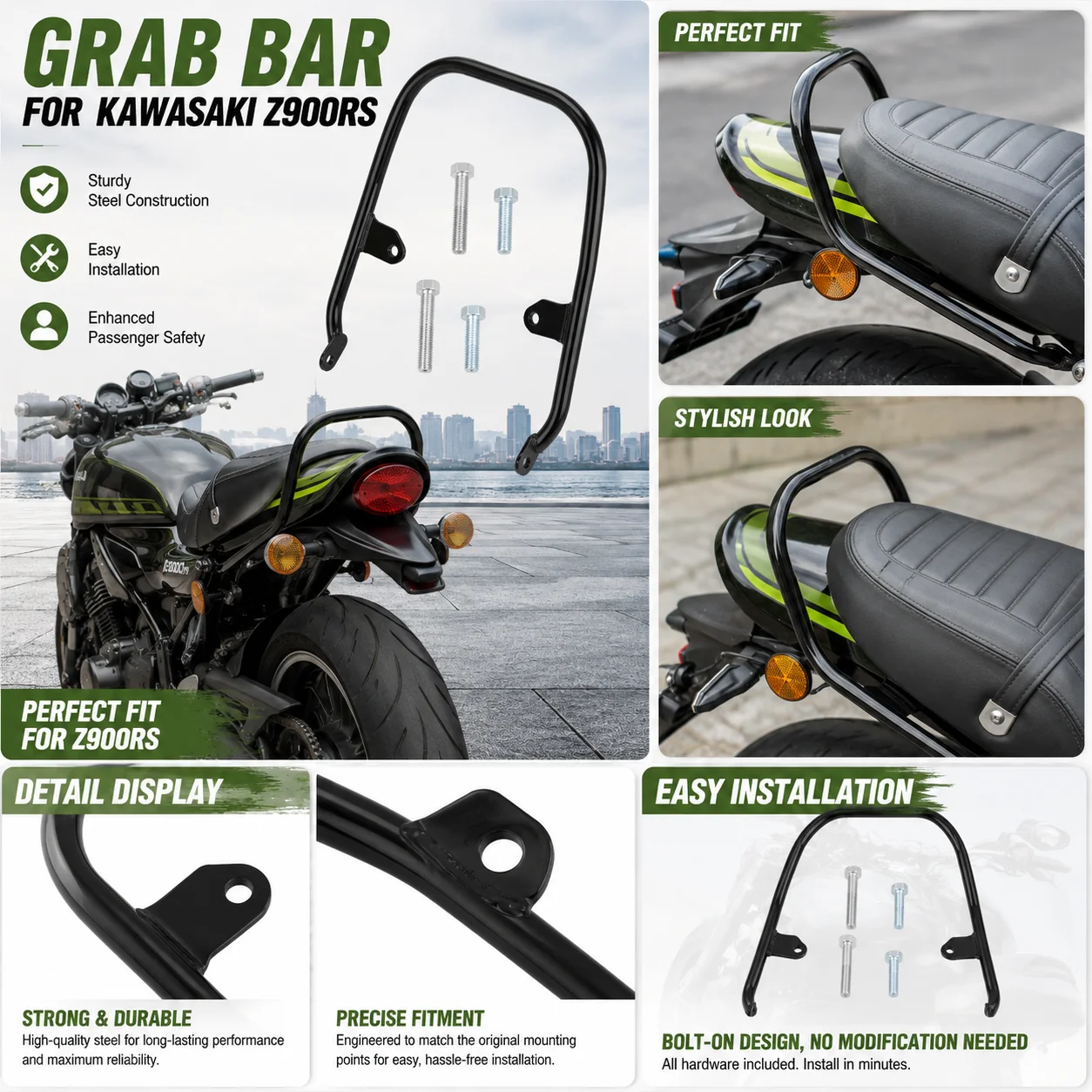 Motorcycle Rear Seat Grab Bar  For Kawasaki Z900RS Z 900 Z900 RS 2018-2025  Handles Seat Armrest Handle Luggage Rack