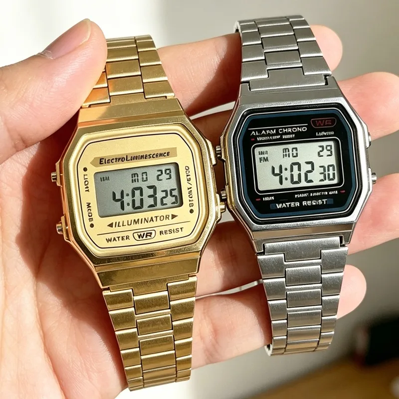 F91W Band Watch Waterproof Retro Digital Stainless Steel Sports Military Watches Men Women Digital Electronic Wrist Watch Clock view 2