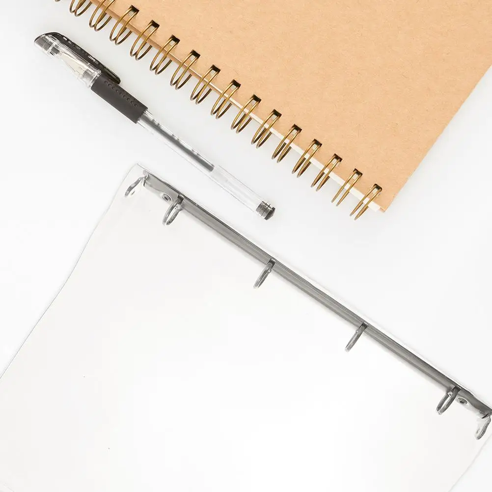 2PCS Transparent Binder Covers A4 Size Notebook Shells 4 Ring Binders School Office Supplies Plastic Dust Proof Study