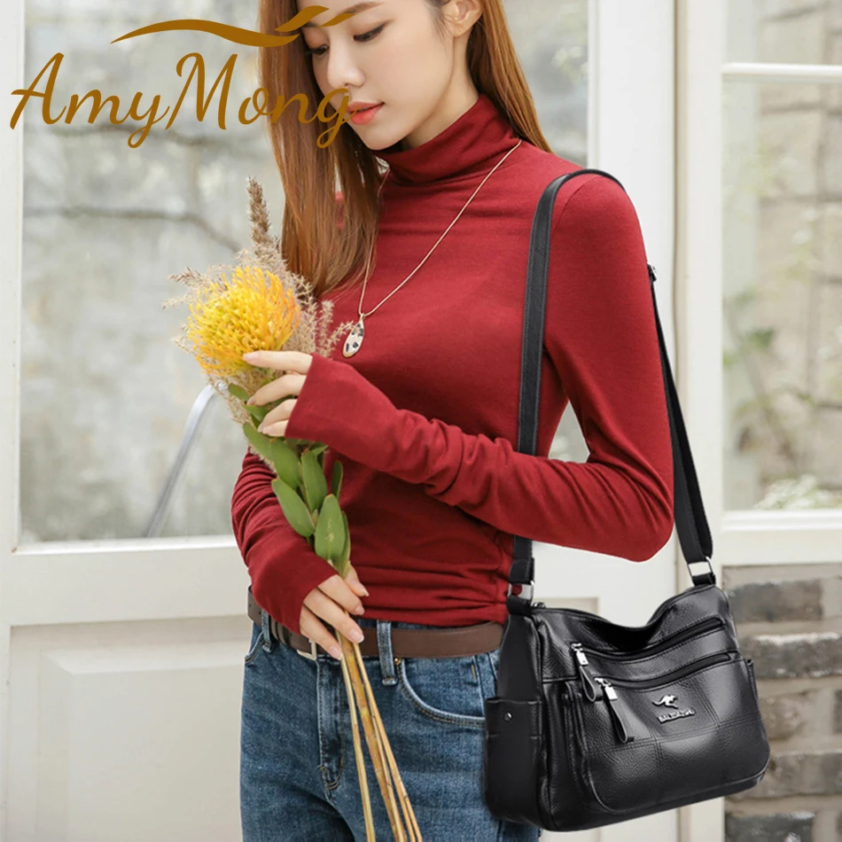 Brand Leather Luxury Designer Handbags Purses Women Super Quality Shoulder Crossbody Messenger Bags Soft Leather Many Pocket Sac