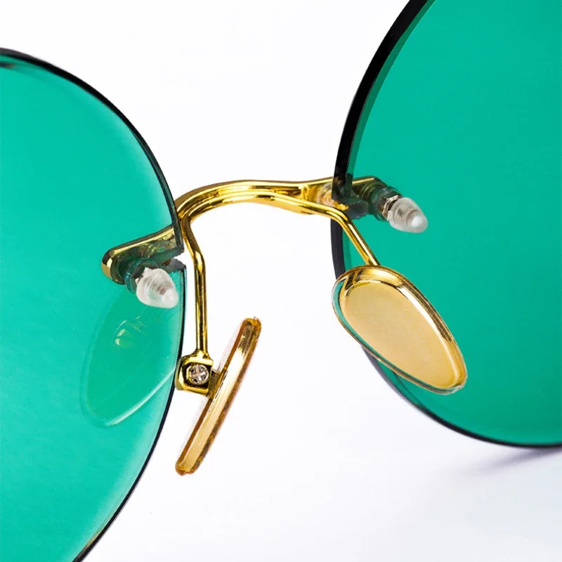 Fashion Classic Rimless Sunglasses Women Men Crystal Dark Green Lens Sun Glasses Retro Round Glasses Outdoor Driving Eyeglasses image 3