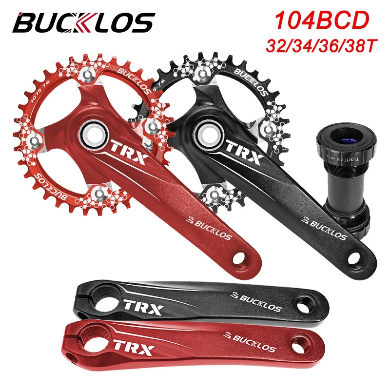 

BUCKLOS 104BCD MTB Crankset Ultralight 170mm Mountain Bike Integrated Crank 32/34/36/38T Chainring Bicycle Crank Set MTB Parts
