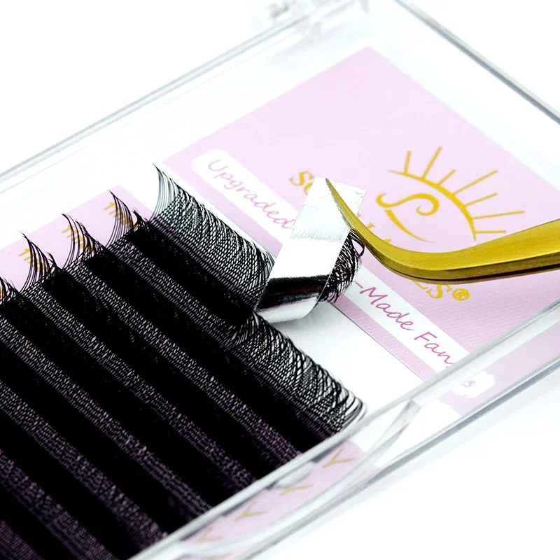 SONG LASHES 12 Rows Y Shaped Premade Volume Fan Lashes 8-15mmMix Hand Woven Black/Brown Eyelashes Makeup Tools