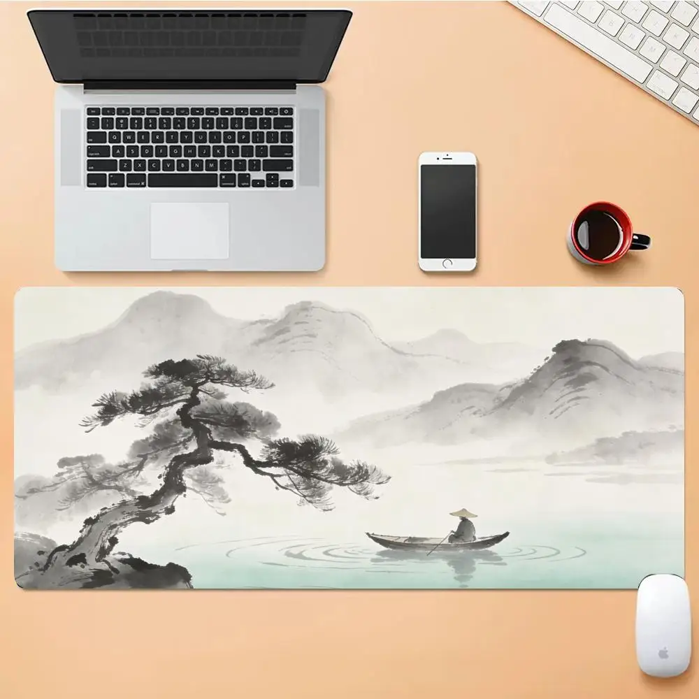 

Chinese aesthetic ink painting Mouse Pad Desk Mouse Pad HD Desk Pad Extended Gaming Keyboard Mats Large XXL Gamer Mousepad 90x40