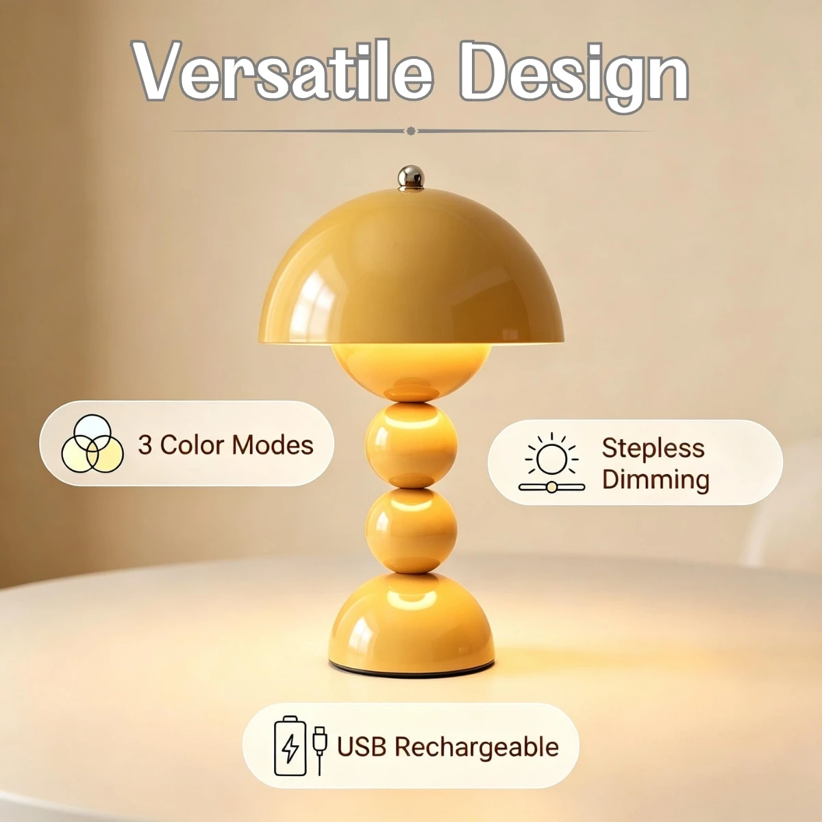 1 Stück Vintage Perlen-Pilz-Nachttischlampe, 3-Farben-Temperatur-Touch-LED-Licht, USB-betrieben, Schlafzimmerdekoration zum Verschenken – Detail 17