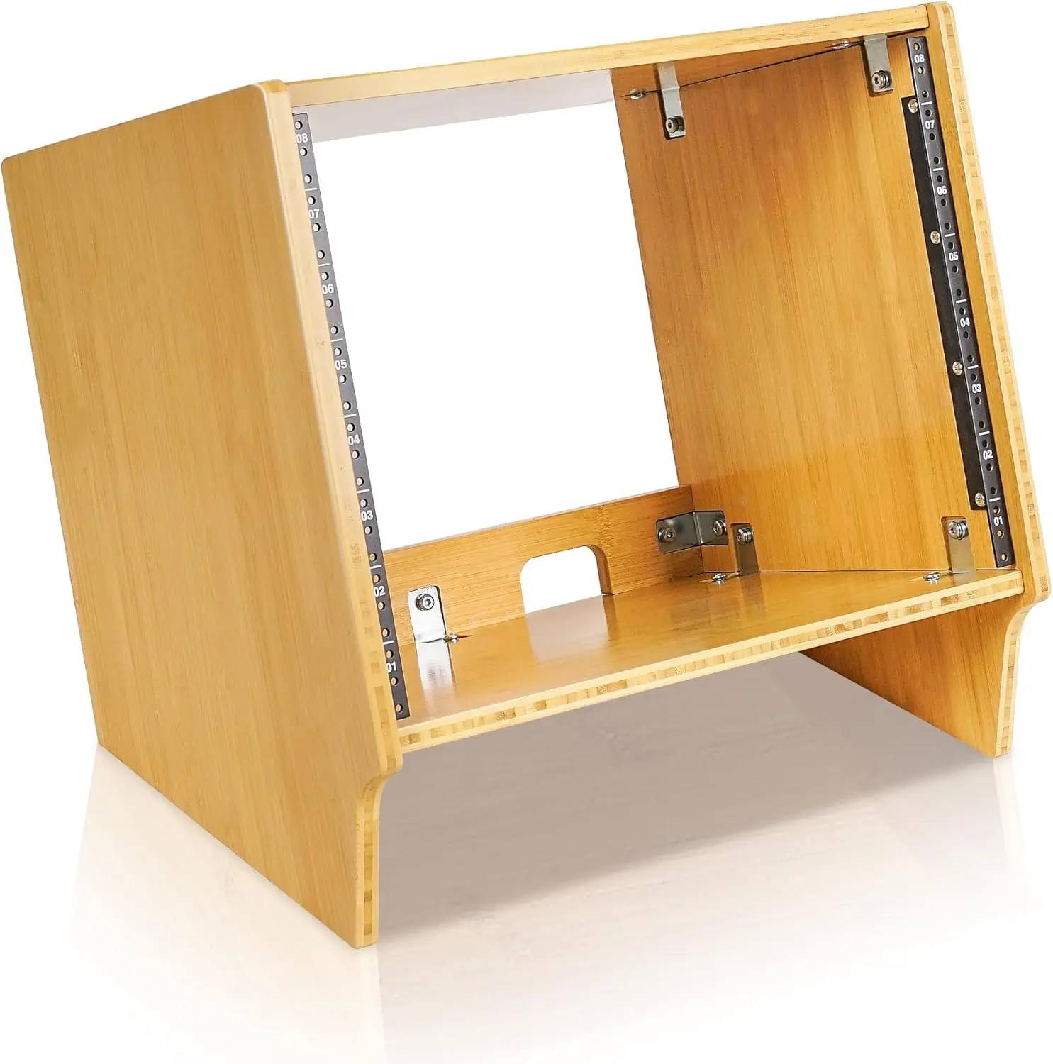 8U Angled Desktop Turret Studio Rack, Solid Carbonized Bamboo, Assembly Require…