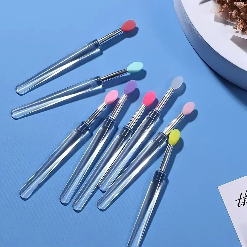 Borstel Lippenstift met Deksel Gemakkelijk en Efficiënt 8 STKS Siliconen Lipcrème en Lipgloss Applicator Make-up Schoonheid Borstels voor Oogschaduw