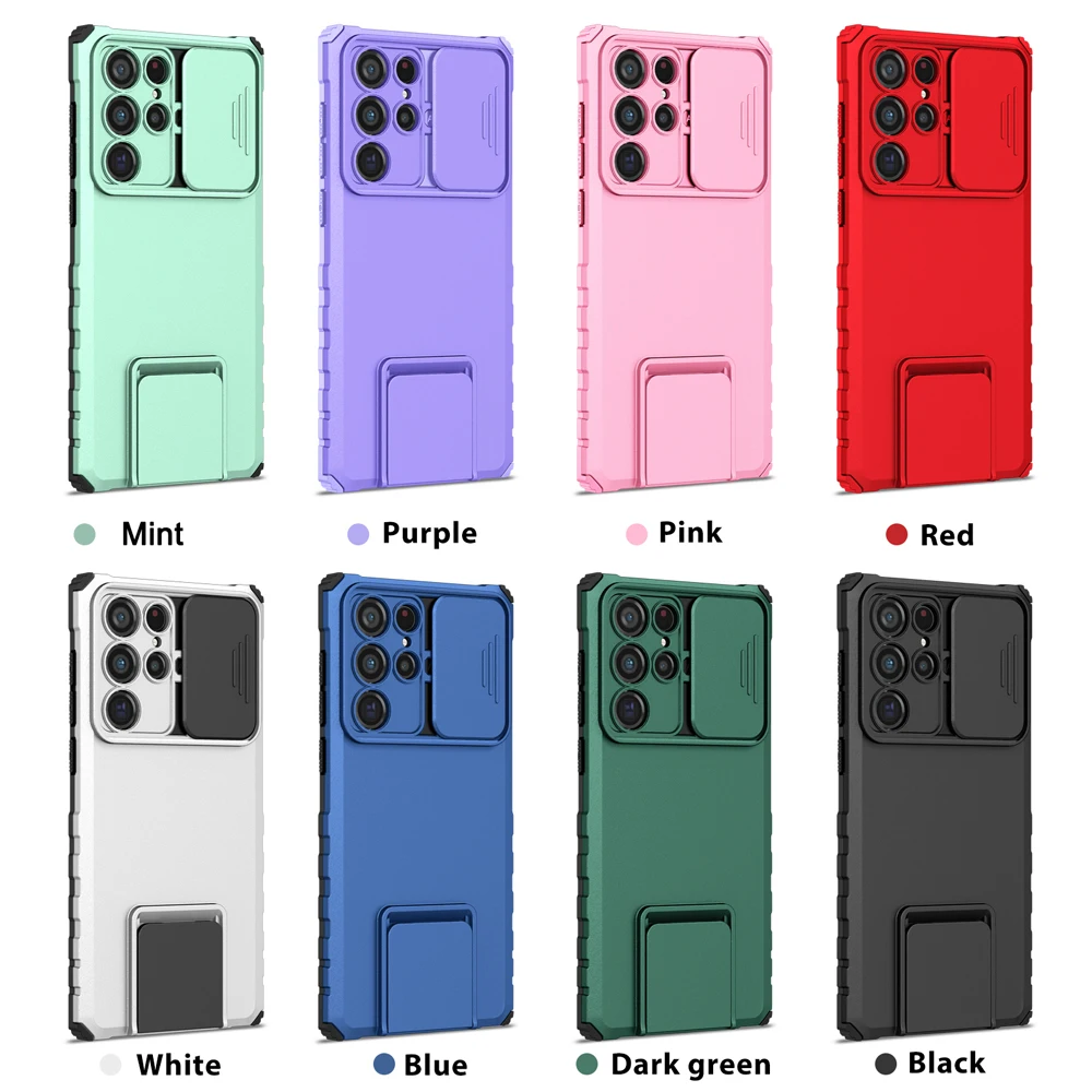 KEYSION Shockproof Case for Samsung S23 Ultra S24 S22+ S21 FE Note 20 Push Pull Phone Cover for Galaxy A53 A73 A33 A13 A52S A12