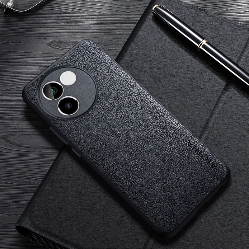 حافظة جلدية فاخرة لفيفو v30e ، تصميم بسيط ، أسلوب عمل