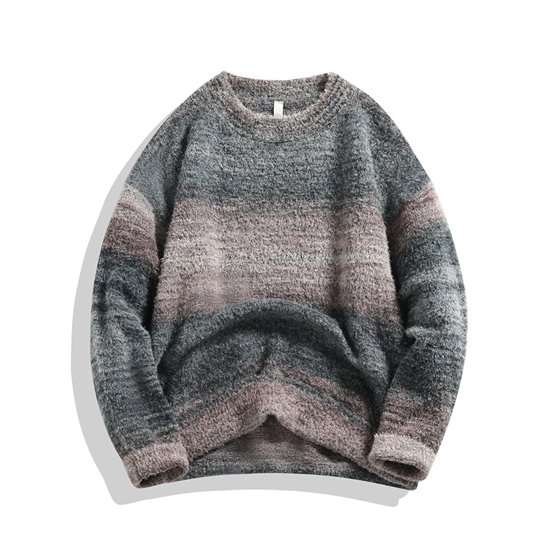 Winter Samt Pullover Männer Warme Farbe Beiläufige Gestrickte Pullover Männer Streetwear Lose Lange Ärmeln Pullover Herren Jumper Kleidung