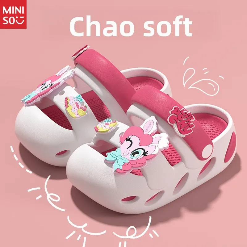 Miniso Sandales de princesse d'été pour filles, chaussures antidérapantes à bout fermé EVA