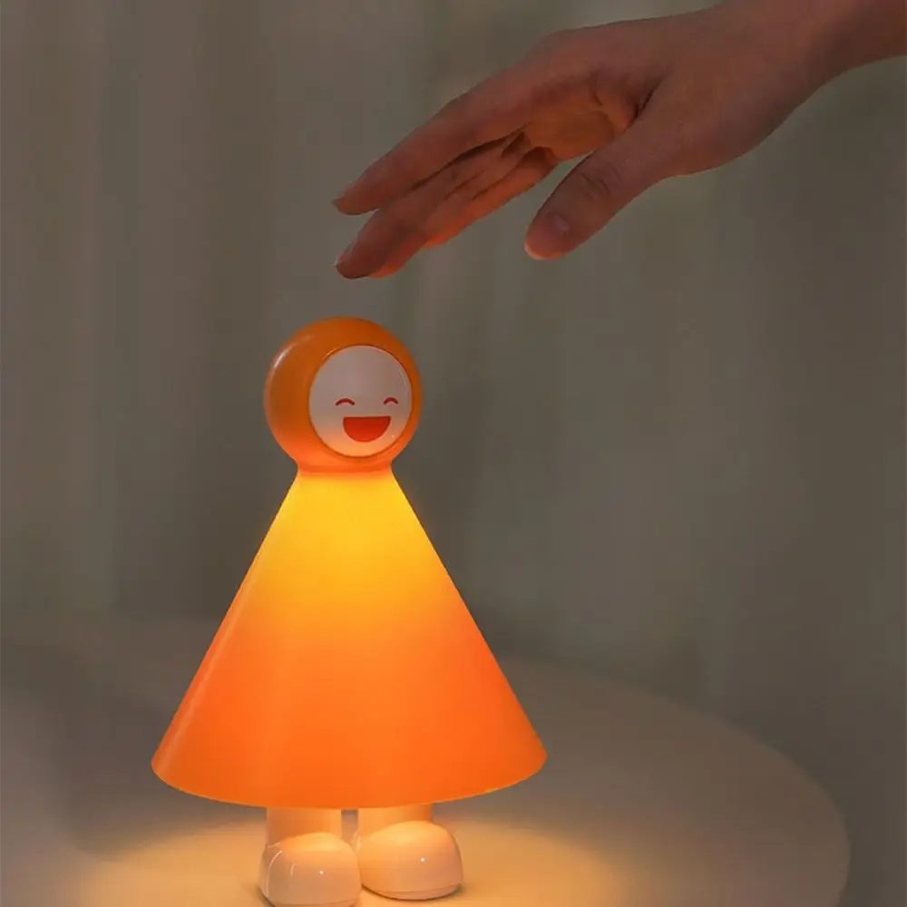 Luz suave portátil decorada pequena lâmpada de mesa recarregável bonito espantalho dormir luz sorriso abs atmosfera luz da noite criança