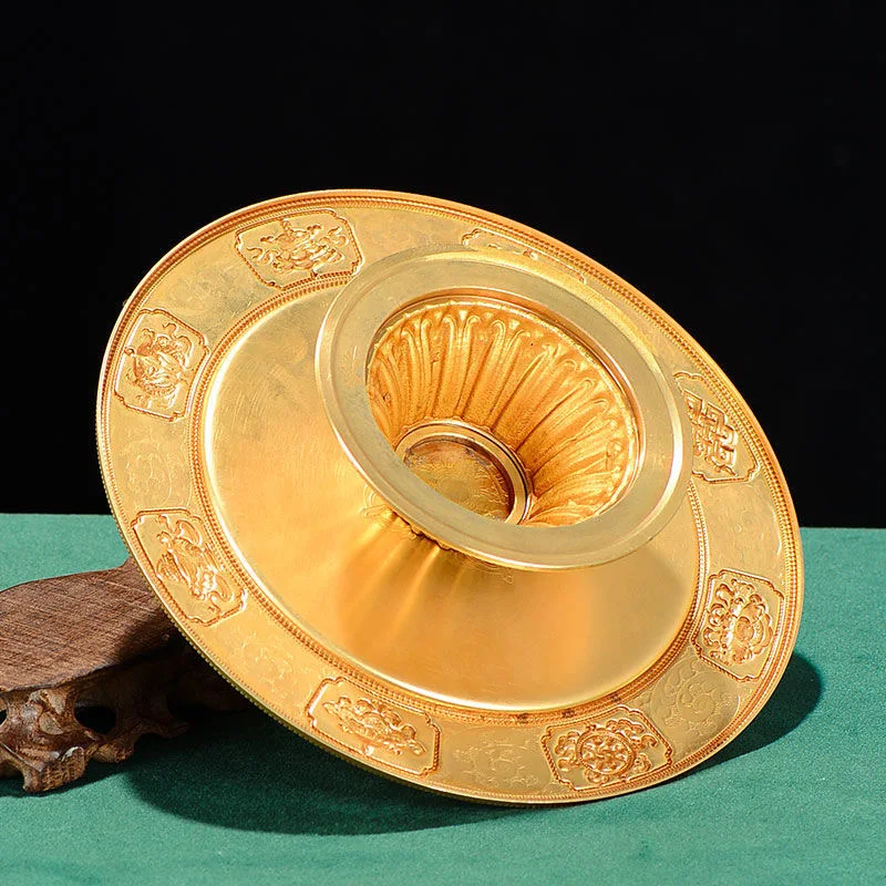 4 Layer Tibetan Manza ,Golden Engraving Flowers Tantric Handicraft Altars Shura Dish, Desktop Buddhist Religious Item,1Set - Image 5