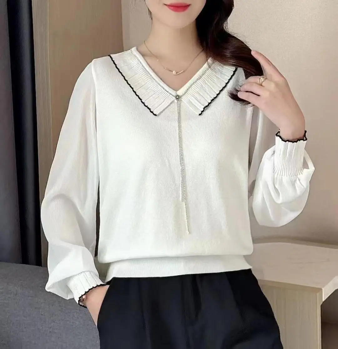 

Женская рубашка с длинным рукавом, Повседневная Элегантная Модная рубашка в готическом стиле, с длинным рукавом и V-образным вырезом, в винтажном китайском стиле, на пуговицах, осень 2024