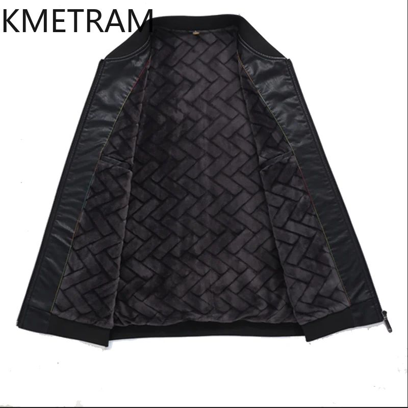 KMETRAM Real Sheepskin Leather Jackets for Men Warm Autumn Winter Clothes Baseball Short Mens Coat Casual 2024 Casaco Masculino