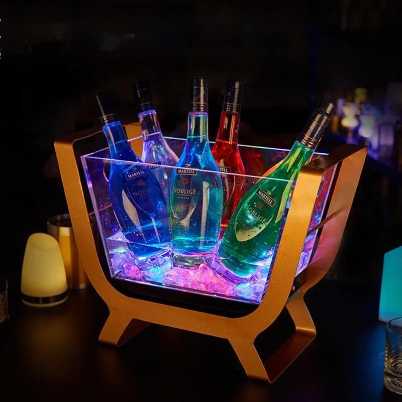 

Creative Luminous Ice Bucket LED Transparent Acrylic Cooler for Bar Nightclub and KTV Unique Party Drink and Wine Holder