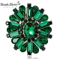 Beaut&Berry Vintage Crystal Flower Brooches for Women Unisex Rhinestone Pins Casual Party Accessories Gifts Friends Decoration