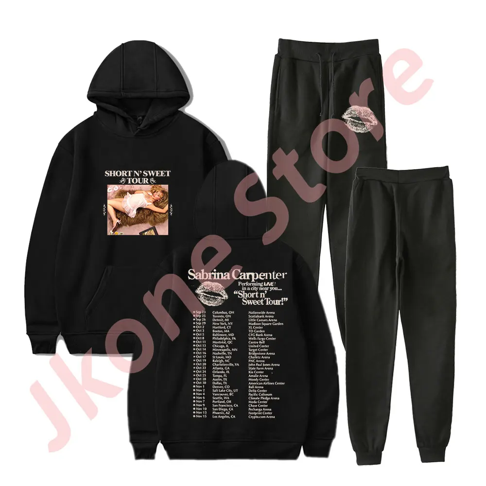 Sabrina Carpenter Short n' Sweet Tour Merch Hoodies Jogger Pants Set Winter Women Men Fashion Casual Streetwear