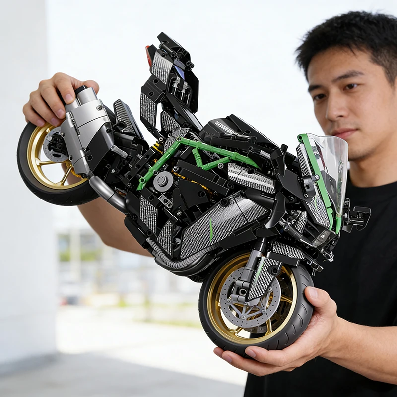 2000 stuks Racing Motorcycle V4S Bouwstenen Set, 1:5 Sportwagen Model Kit, STEM Bricks Speelgoed voor Tieners Volwassenen, Cadeaus voor Jongens Meisjes