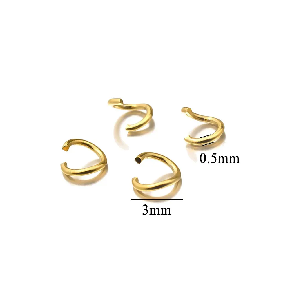 100 Stück Edelstahl-Spaltringe, Biegeringe, 18 Karat vergoldet, PVD-Halskette, Armband, Verbinder, Schmuckherstellung, Zubehör, Großhandel