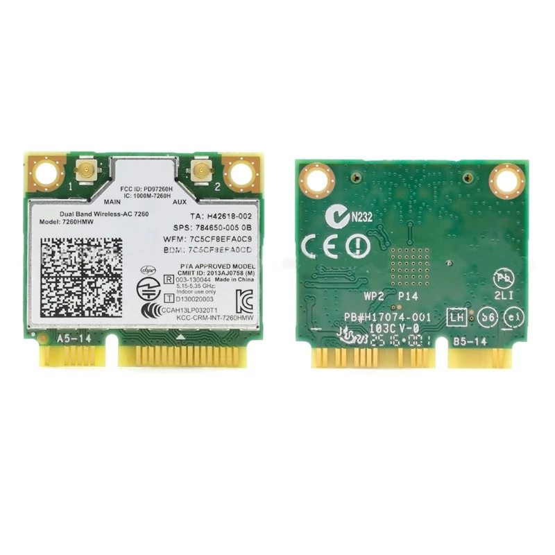 7260 7260AC 7260HMW 802.11ac อะแดปเตอร์เครือข่ายไร้สาย Bluetooth-Compatible4.0 การ์ด Wifi Half Mini การ์ด PCI-E 1200M