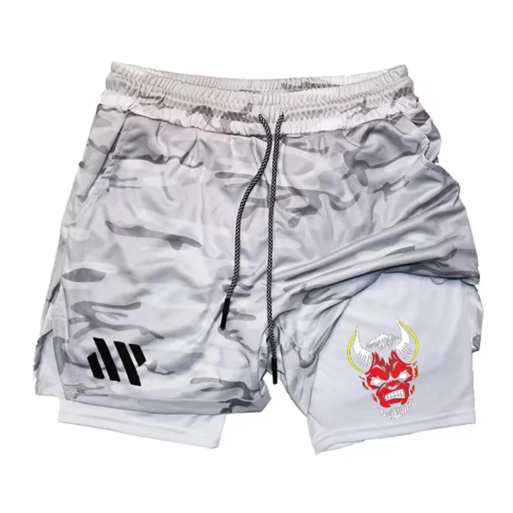 Men's 2-in-1 sports shorts for comfortable breathing and quick drying, double-layer shorts for summer running and sports shorts