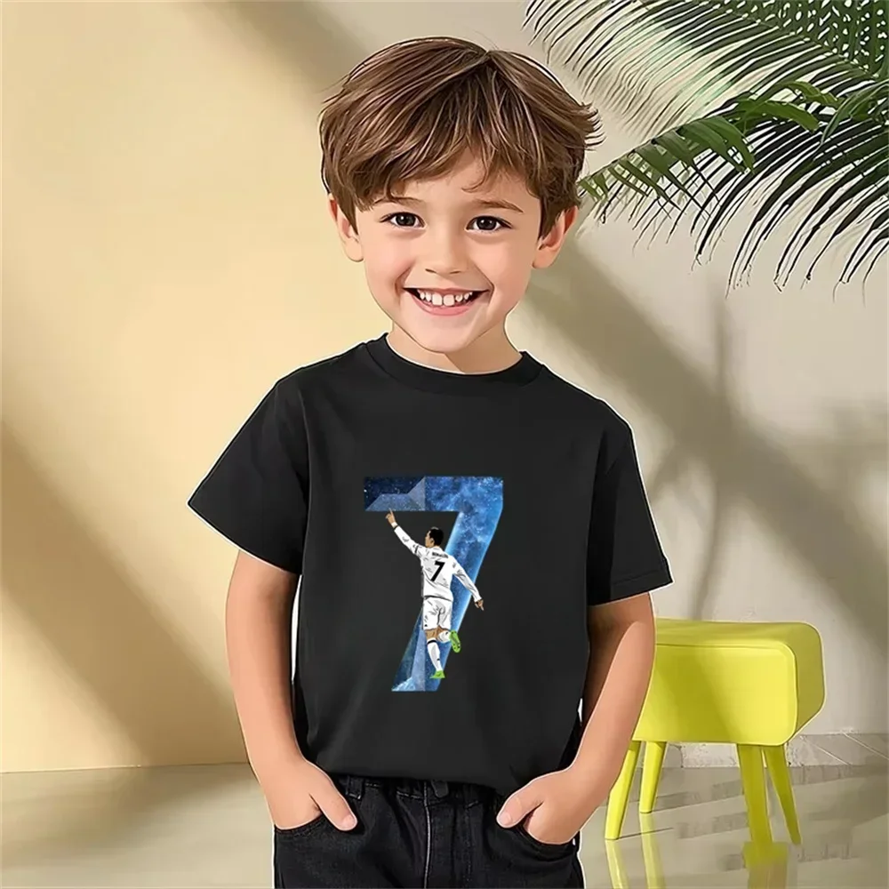 

Summer New Ronaldo Fashion Print Children's Fan Commemorative T-shirt, 100% Pure Cotton Comfortable Outdoor Jersey
