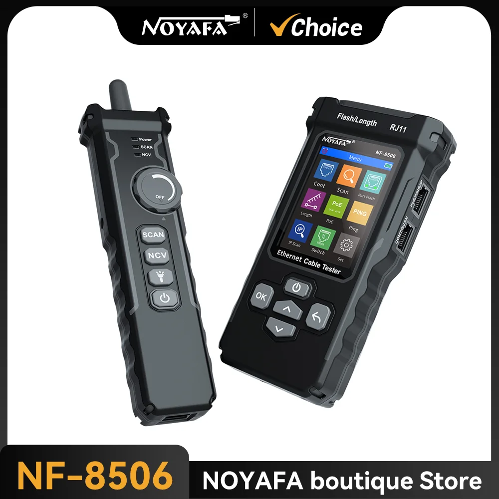 NOYAFA NF-8506 Network Cable Tester Multifunction Cable Tracker Support PING test/IP scan/Poe Measure Length Wiremap Tester