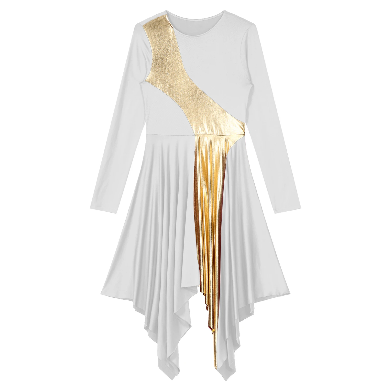 Robe de danse lyrique moderne à manches longues pour femmes, vêtements de danse pour la fête, le Rh, la valse, le culte de la chorale de l'église, la performance sur scène